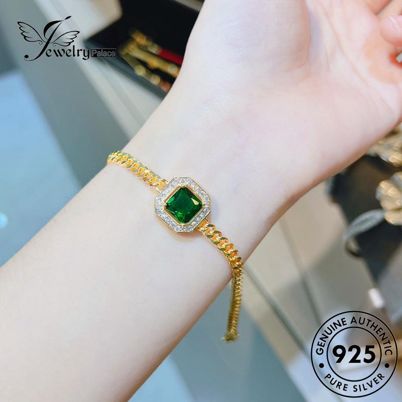 Tempat Perhiasan Wanita925 Set Perak Asli Kalung Zamrud Kuba S510