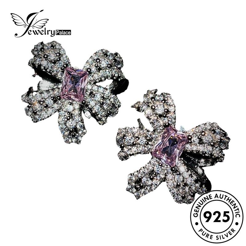 Perhiasantempat Wanita Kalung Perak Pink Kupu Kristal925Asli Set Berlian S532