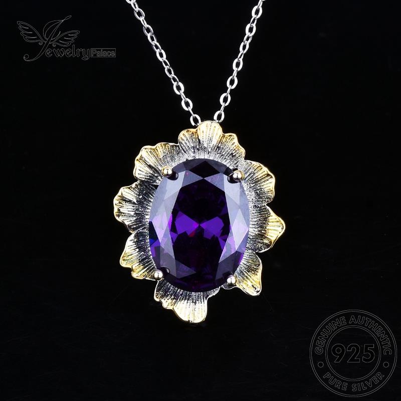 Jewelrypalace Amethyst Vintage925 Set Asli Perak Wanita Kalung S525