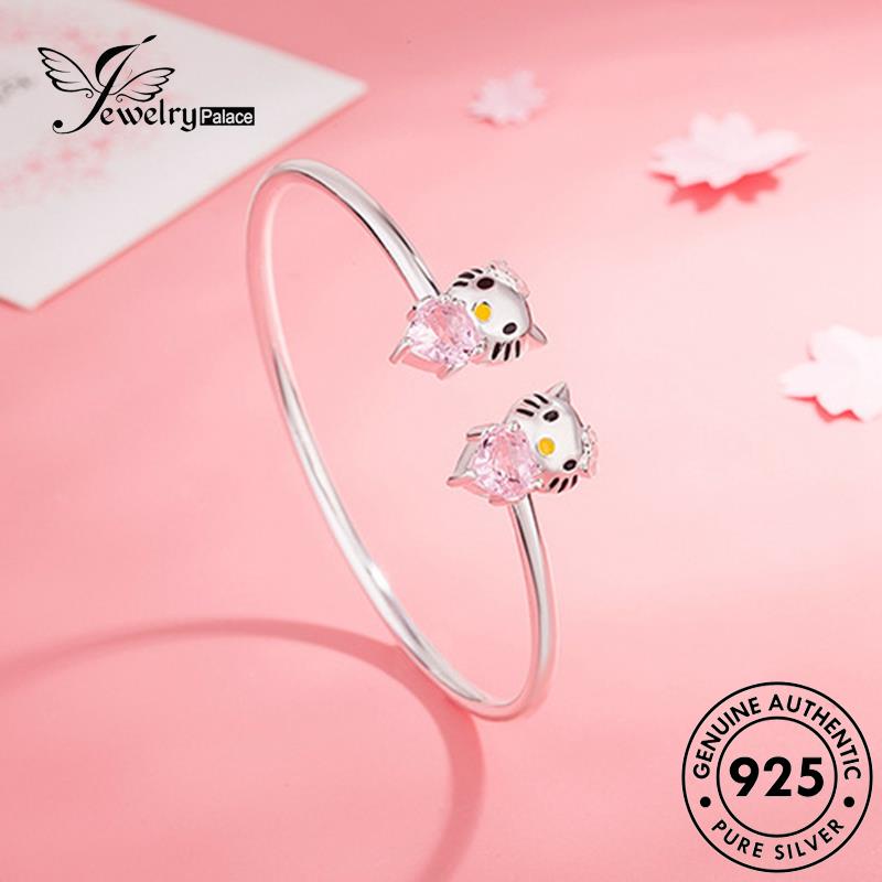 Jewelrypalace Kucing Berlian Kt Gelang Kristal Silver Pink Halo Wanita Fashion Asli925 B29