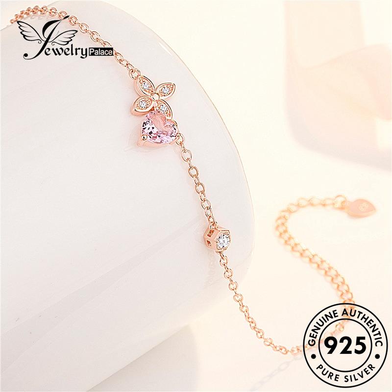 Tempat Perhiasan Wanita925 Korea Kristal Berlian Versi Gelang Emas Perak Asli Pink B525