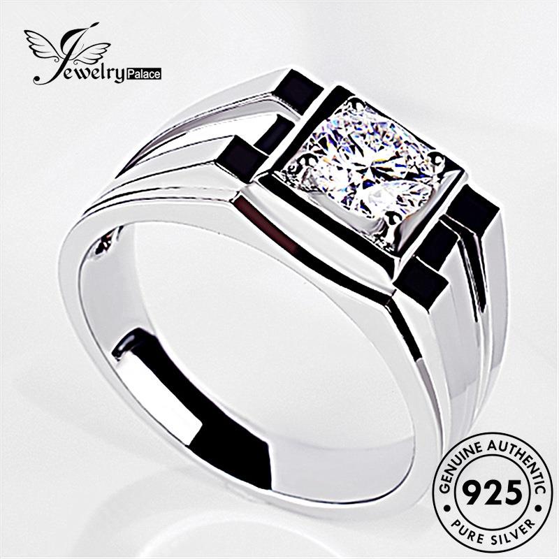 Jewelrypalace Cincin Klasik Moissanite925 Original Pria Berlian Perak R24