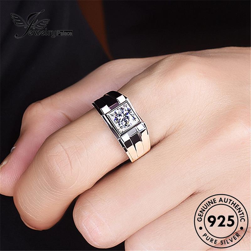 Jewelrypalace Cincin Klasik Moissanite925 Original Pria Berlian Perak R24