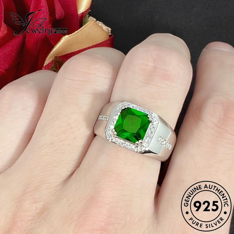 Jewelrypalace Persegi Asli925 Cincin Pria Perak Temperamen Safir R444