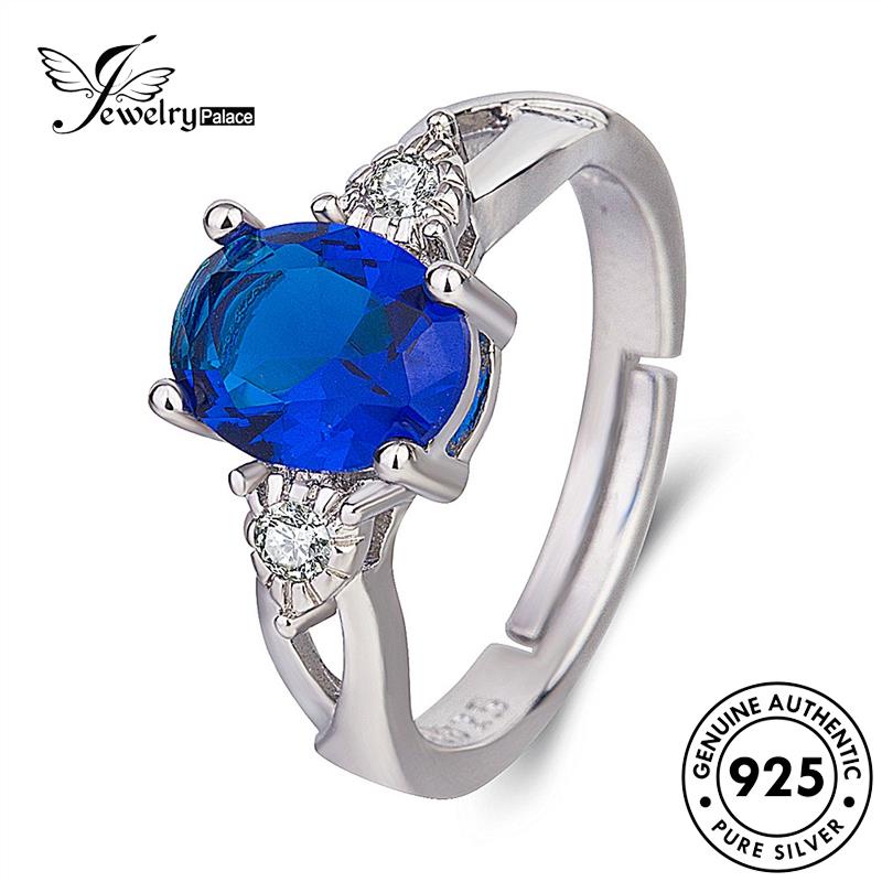 Jewelrypalace Cincin Asli Emas925 Oval Safir Perak Wanita Temperamen R210