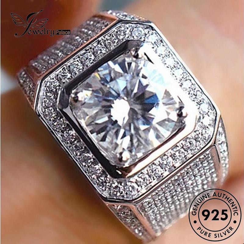 Perhiasantempat Cincin Asli925 Moissanite Pria Berlian Mendominasi Perak R390