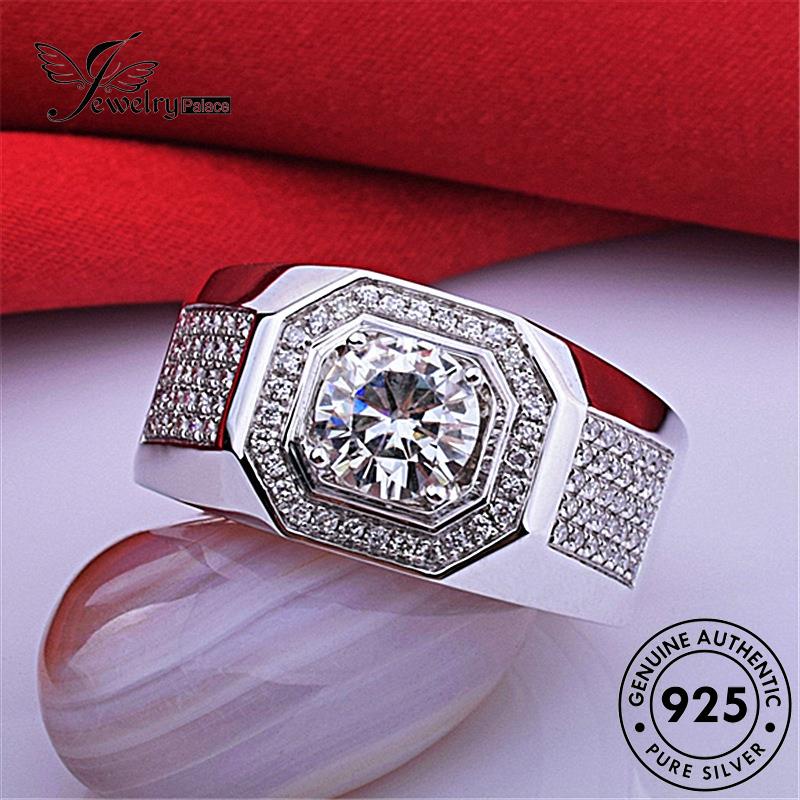 Jewelrypalace Cincin Perak Pria Asli925 Berlian Moissanite Fashion R400