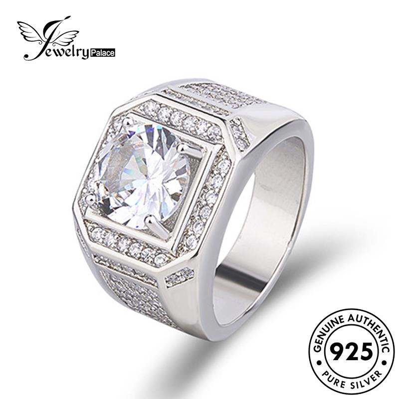 Jewelrypalace Cincin Perak Pria Asli925 Berlian Moissanite Fashion R400