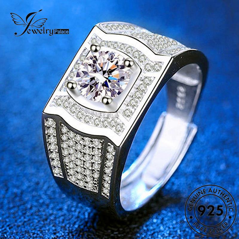 Jewelrypalace Pria Berlian Temperamen925 Asli Moissanite Cincin Perak R434