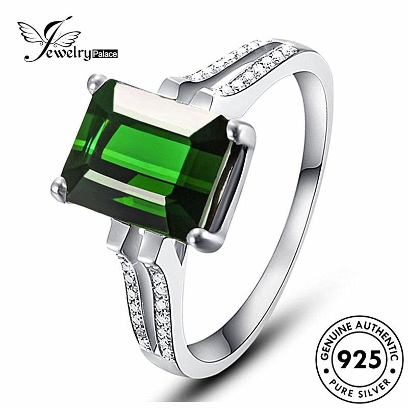 Jewelrypalace Cincin Temperamen Zamrud925Kotak Asli Wanita Perak R325