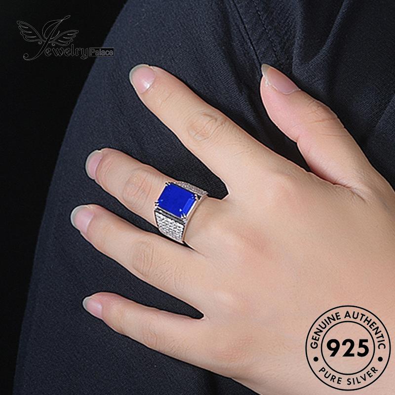 Jewelrypalace Mewah Asli Pria Kotak Perak925 Cincin Safir R509