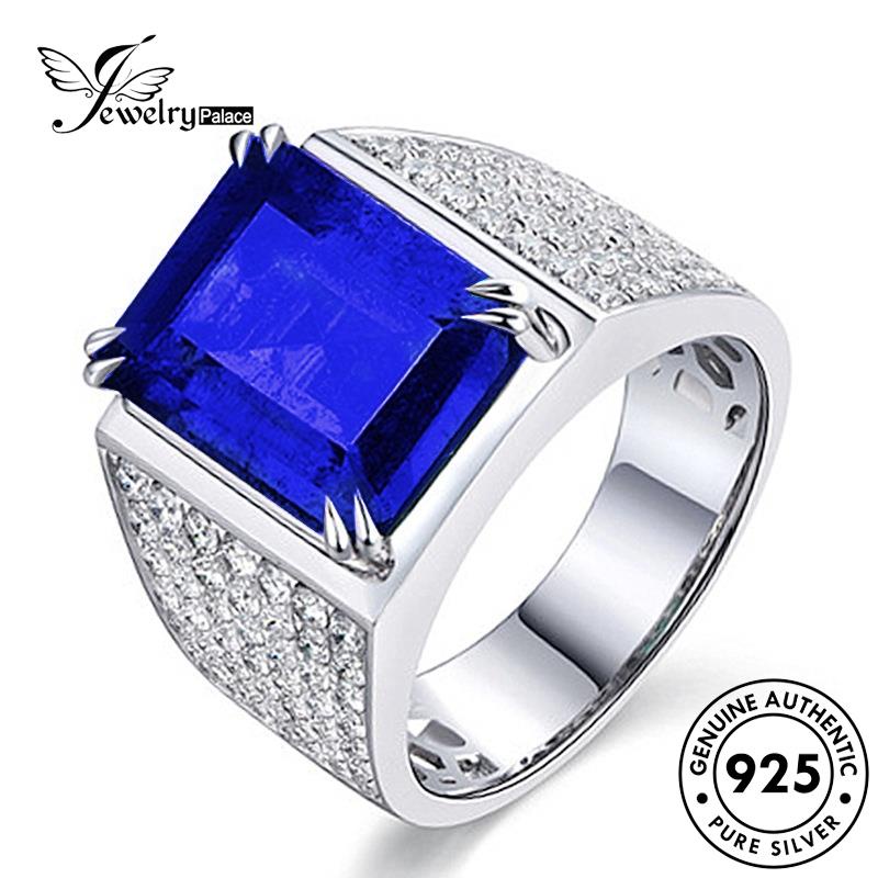 Jewelrypalace Mewah Asli Pria Kotak Perak925 Cincin Safir R509