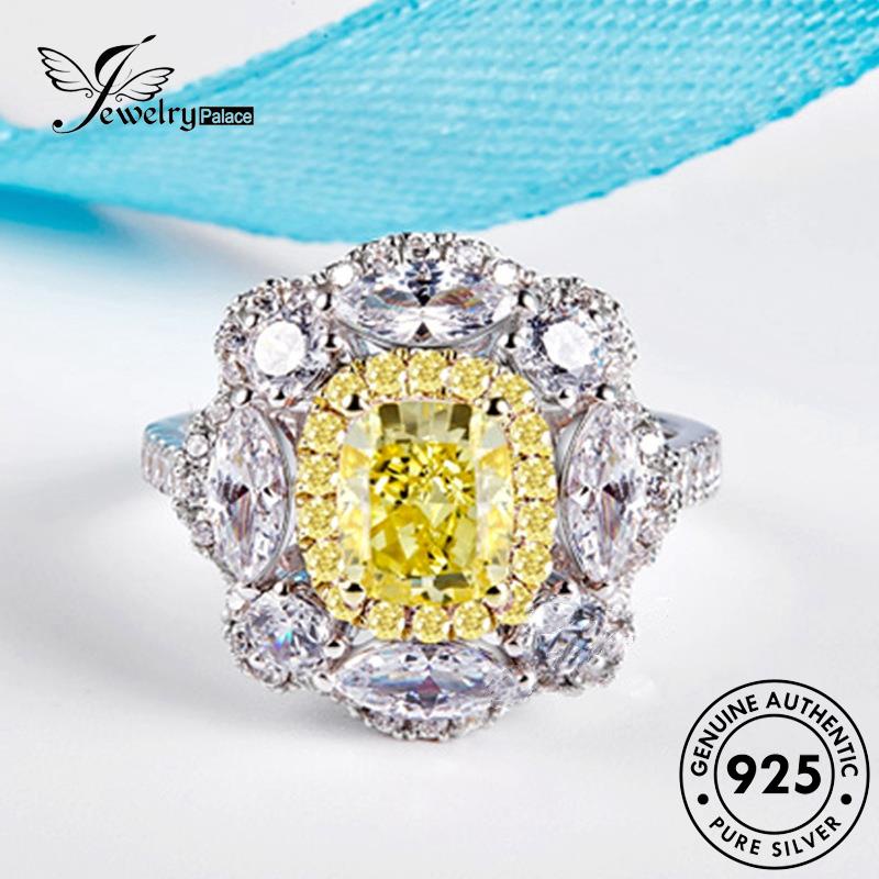 Jewelrypalace Citrine Temperamen Putri925 Cincin Perak Wanita Asli R511