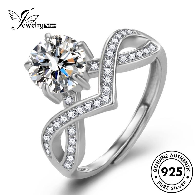 Jewelrypalace Moissanite Wanita925 Mahkota Asli Perak Berlian Klasik Rings R517