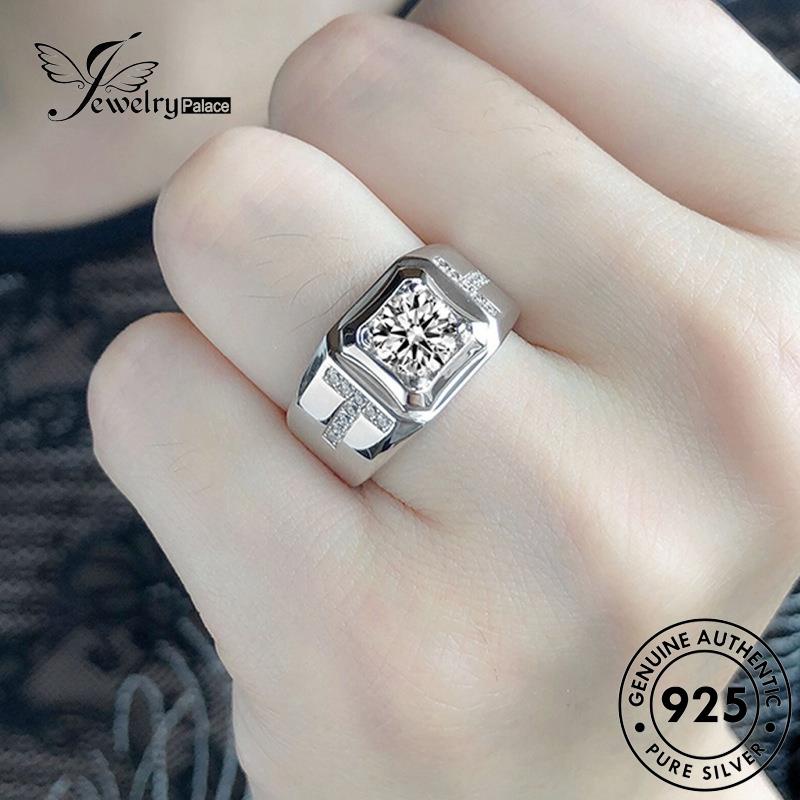 Jewelrypalace Cincin Huruf Fashion Asli T Pria Moissanite Perak925 Berlian R519