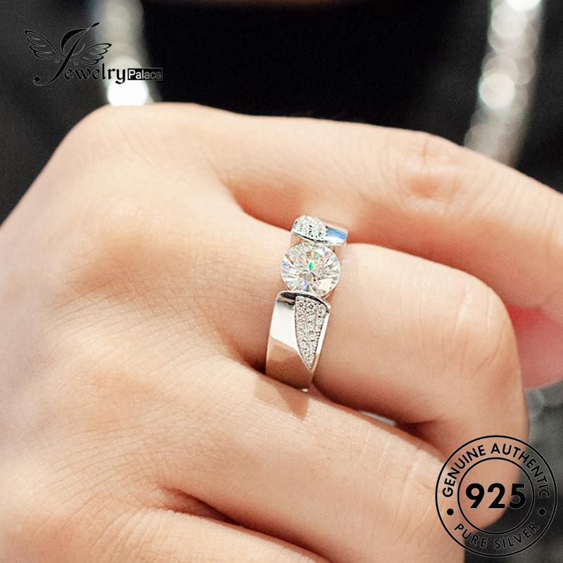 Jewelrypalace Perak Asli Wanita Temperamen Moissanite925Cincin Berlian R548