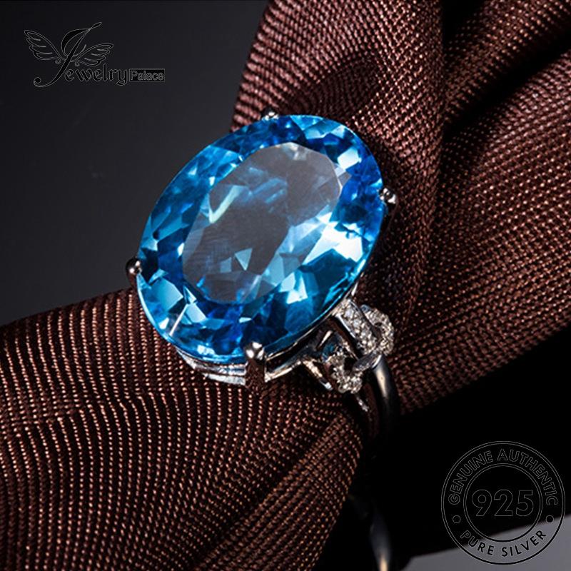 Jewelrypalace Kepribadian Perak925 Cincin Oval Aquamarine Wanita Asli R565