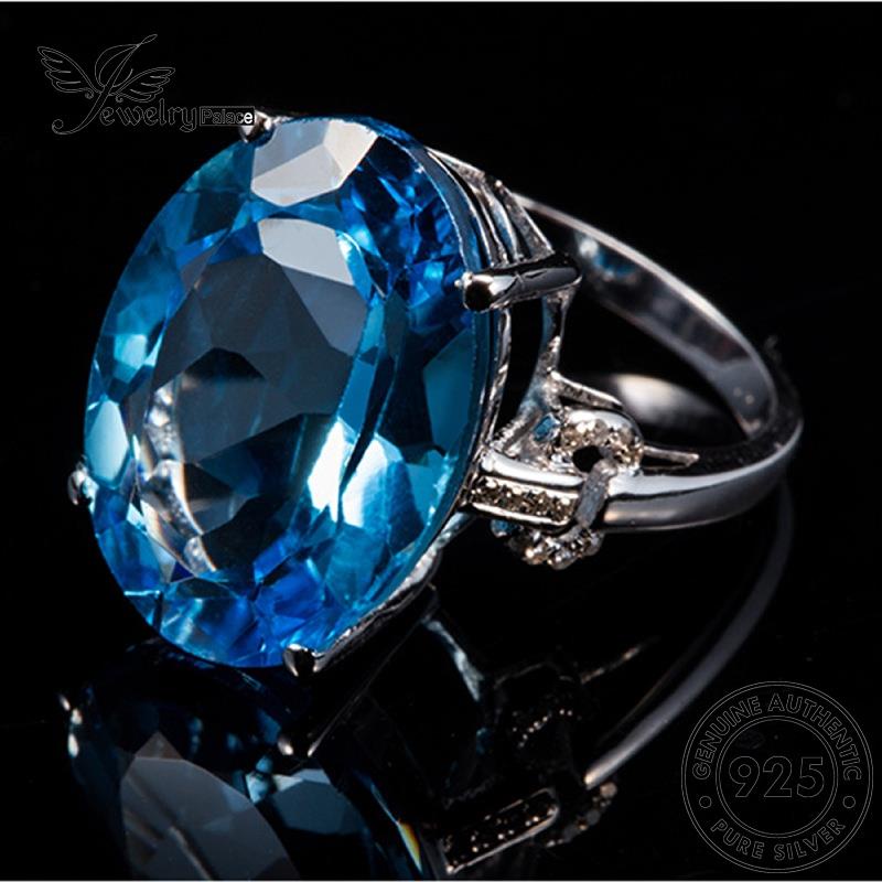 Jewelrypalace Kepribadian Perak925 Cincin Oval Aquamarine Wanita Asli R565