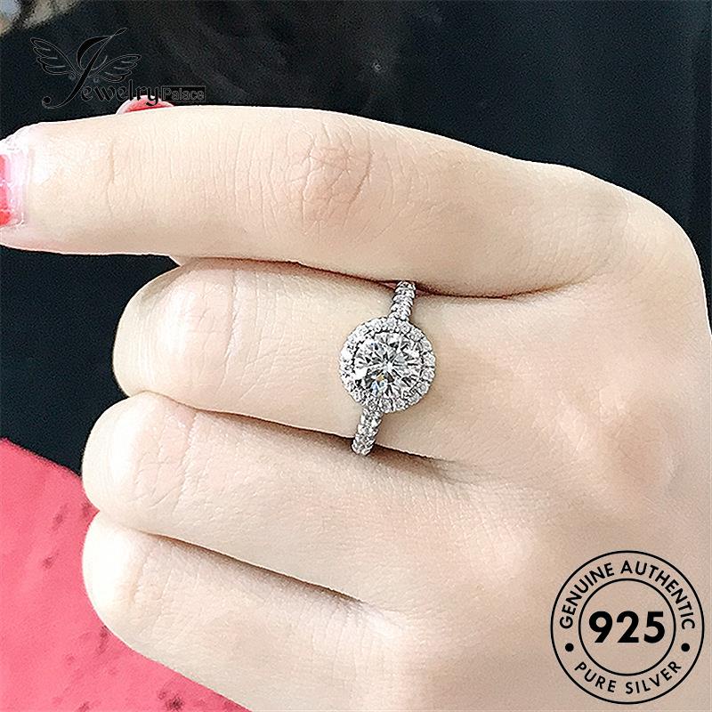 Tempat Perhiasan Wanita Perak Moissanite925 Cincin Fashion Berlian Bulat Asli R603