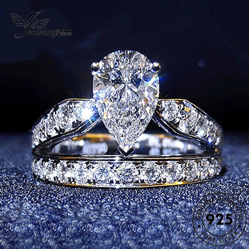 Jewelrypalace Wanita Asli Cincin Mewah Moissanite 925drop Bentuk Perak Berlian R538