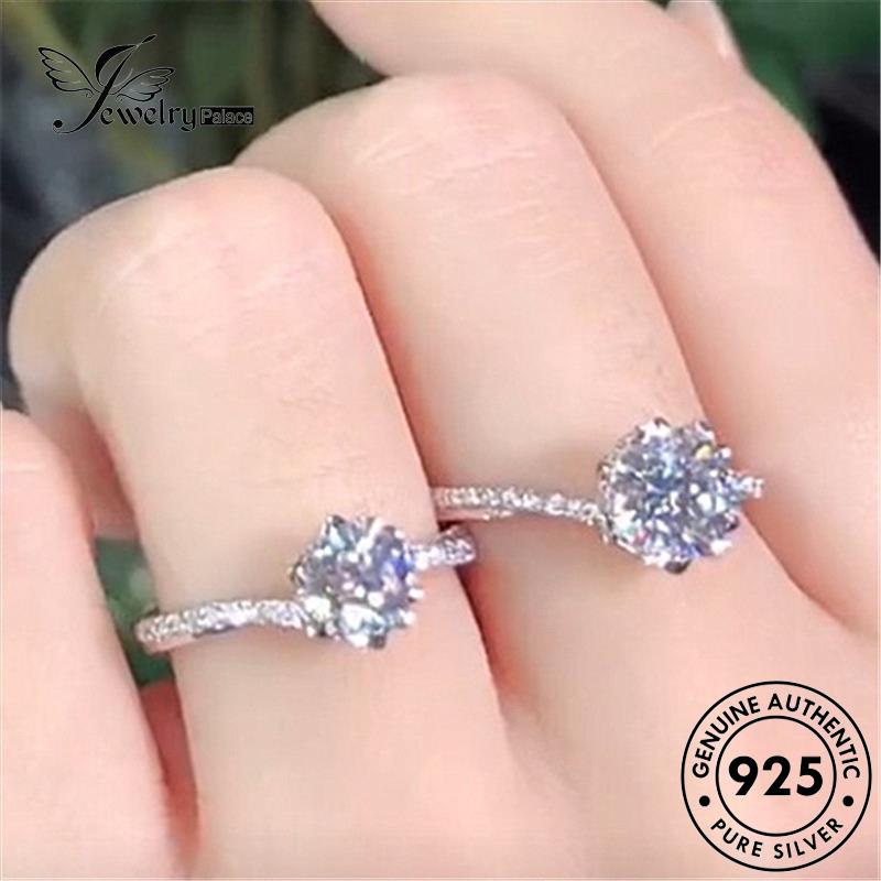 Jewelrypalace Cincin Perak Love Asli Simple Moissanite Berlian925 Wanita R825