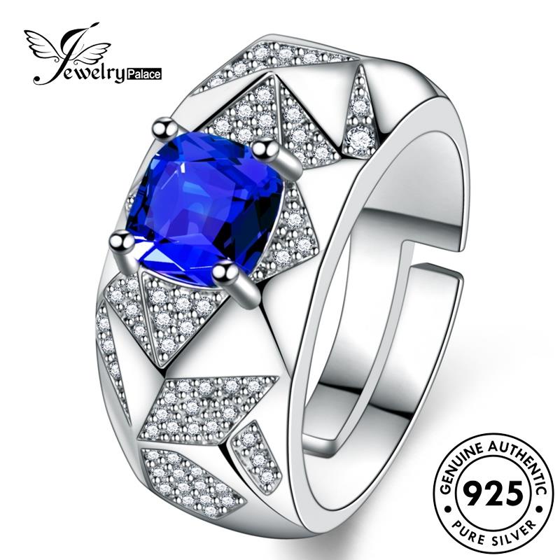 Jewelrypalace Kepribadian Wanita Asli Segitiga Safir Cincin Perak925 R858