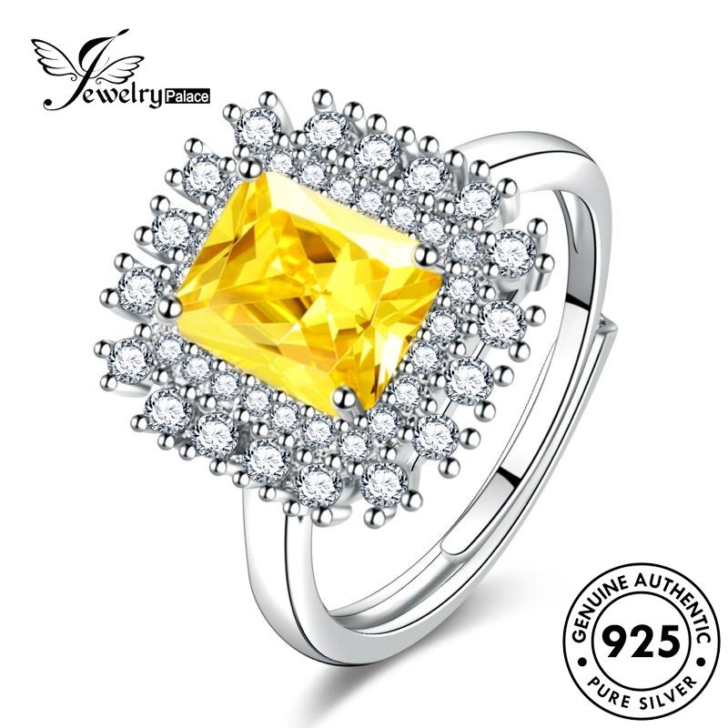 Jewelrypalace Cincin Wanita Perak Persegi925 Citrine Mewah Asli R860