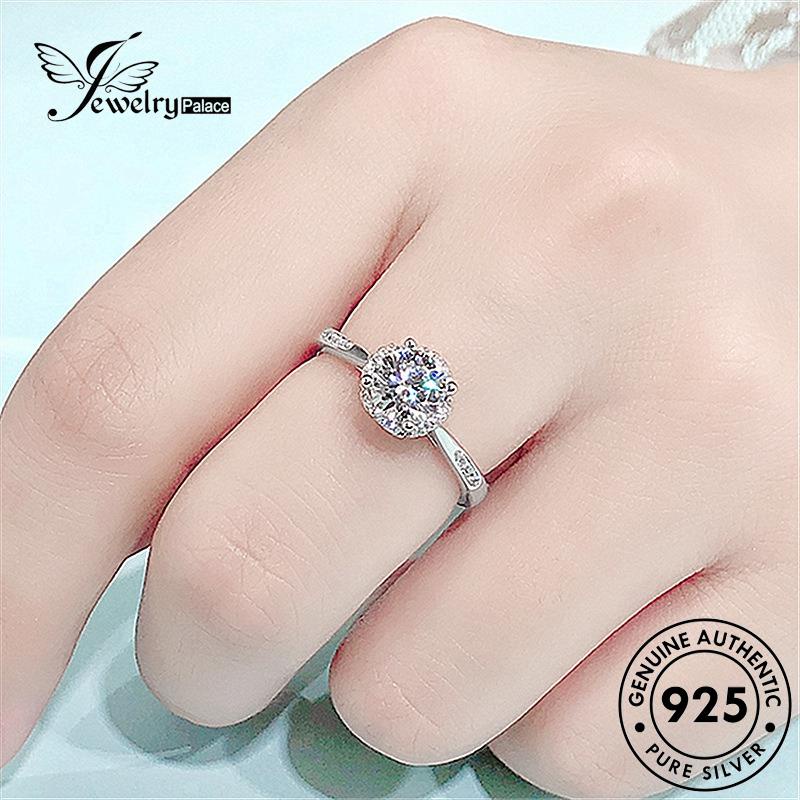 Jewelrypalace Lingkaran Cincin Wanita Perak Berlian Asli Moissanite Simple Emas925 R600