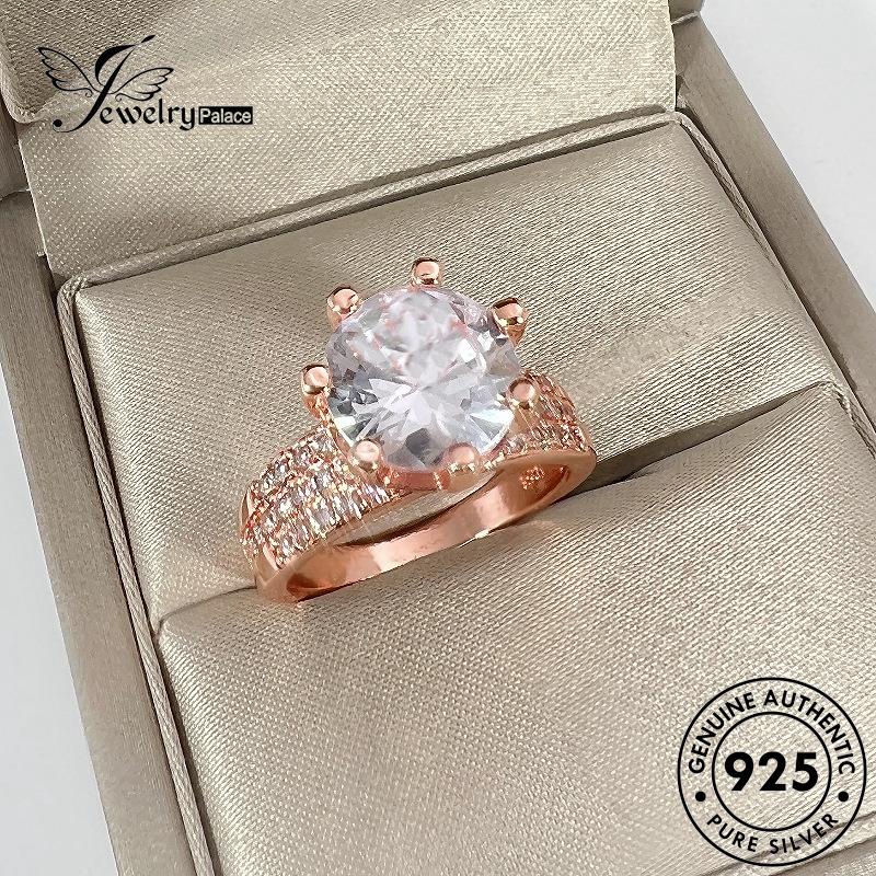 Jewelrypalace Emas925 Berlian Asli Wanita Perak Moissanite Cincin Mewah R879