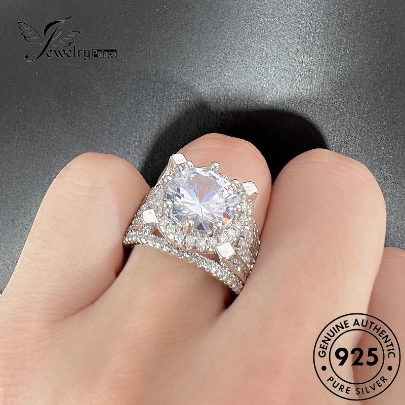 Jewelrypalace Berlian Cincin Mewah Moissanite Bunga Emas Asli Silver Wanita925 R887