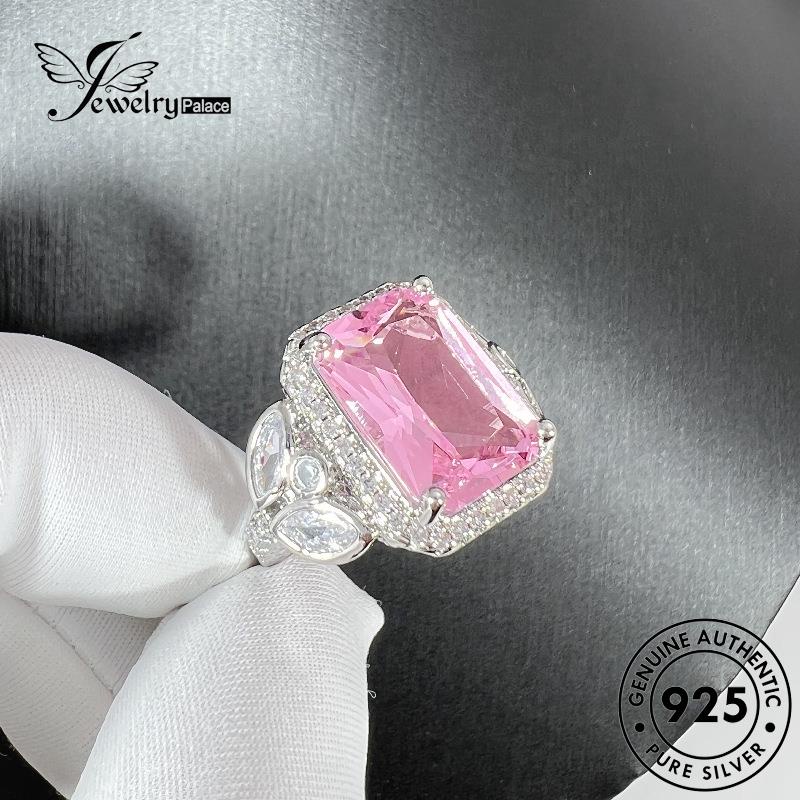 Jewelrypalace Cincin Perak Kristal Berlian Asli925 Wanita Pink Mewah Kupu R900