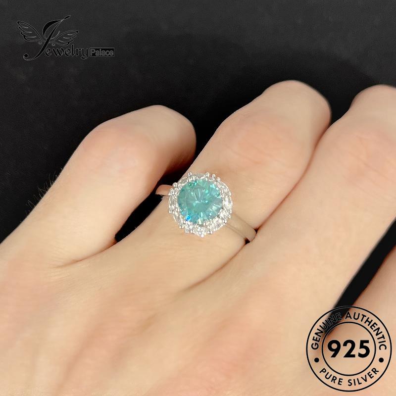 Perhiasantempat Wanita Mata Aquamarine Original Cincin Klasik Perak925 Kuda R917