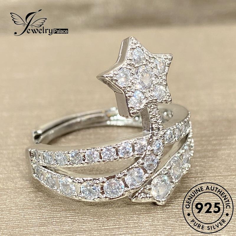 Perhiasantempat Berlian Bintang Sederhana Berujung Lima Cincin Moissanite925 Perak Wanita Asli R936