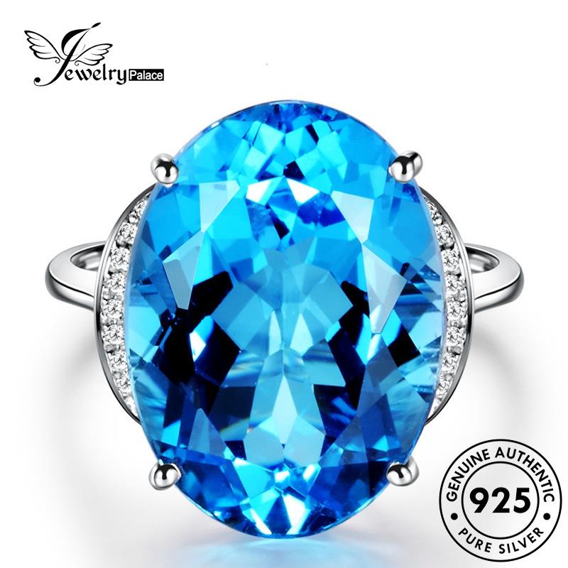 Jewelrypalace Asli Cincin Kepribadian Wanita Perak Aquamarine925 Oval R1016