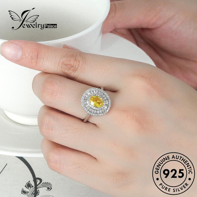 Jewelrypalace Cincin Asli Citrine Mewah Wanita Perak Oval925 R1039
