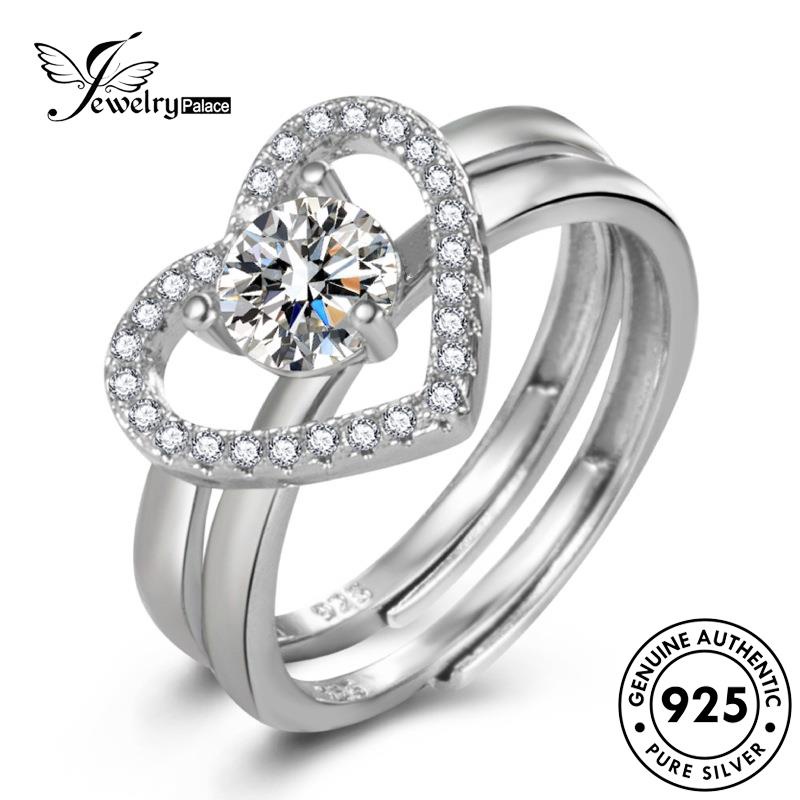 Jewelrypalace Berlian Moissanite Perak Couple Rings Kepribadian925 Emas Cinta Asli R1062