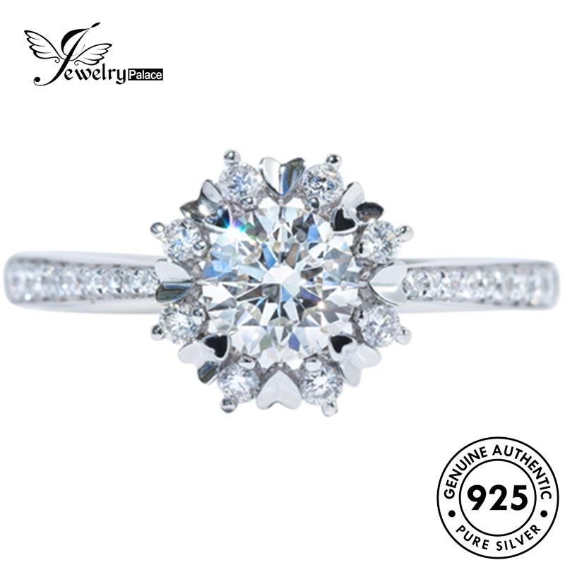 Jewelrypalace 925cincin Asli Fashion Wanita Berlian Snowflake Moissanite Perak R1072