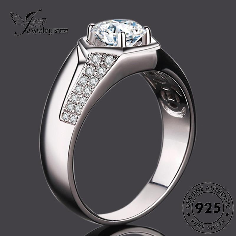 Jewelrypalace Moissanite Fashion Pria Cincin Berlian925 Perak Asli R1109