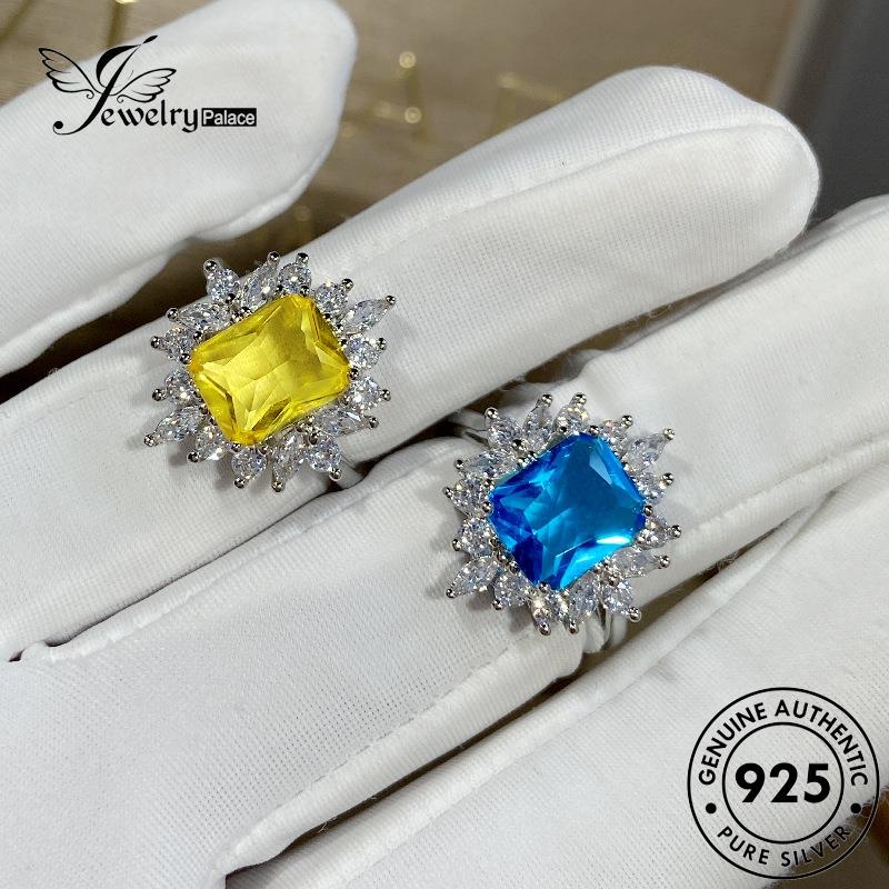 Jewelrypalace Cincin Wanita Oval Kreatif Asli Aquamarine925 Perak R996