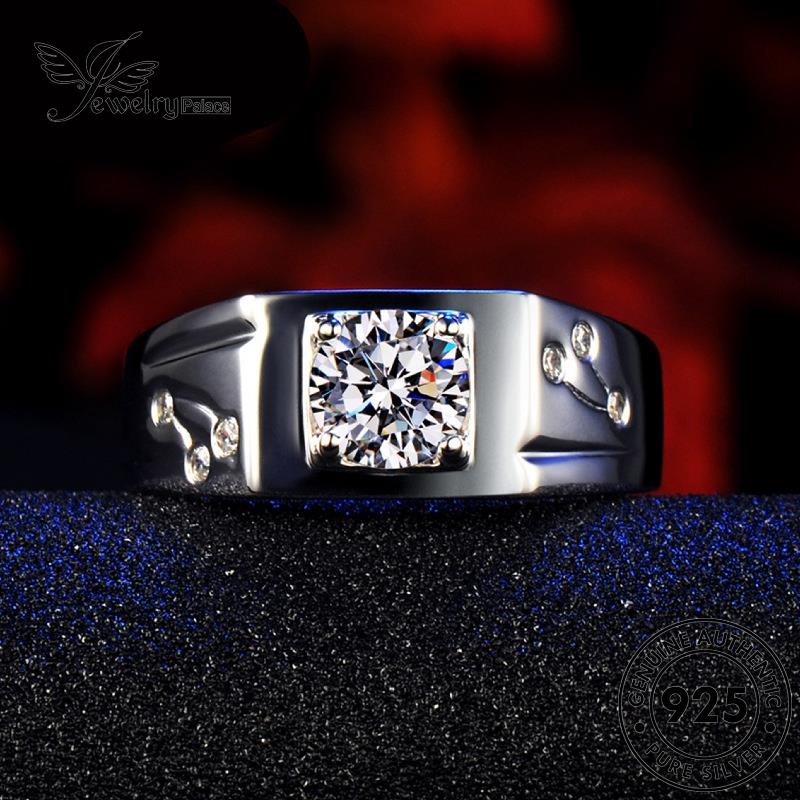 Tempat Perhiasan925 Moissanite Pria Cincin Berlian Asli Mendominasi Perak R1124