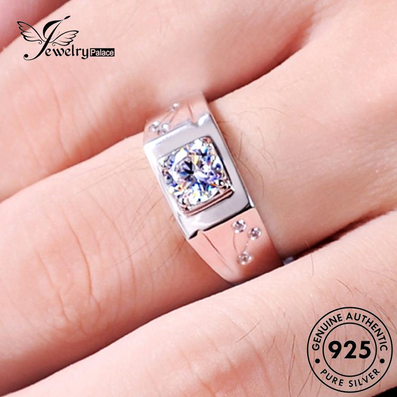 Tempat Perhiasan925 Moissanite Pria Cincin Berlian Asli Mendominasi Perak R1124