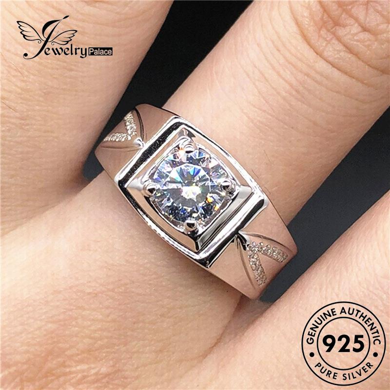 Jewelrypalace Cincin Klasik Bentuk925 Moissanite Wanita Asli Berlian Silver V R1132