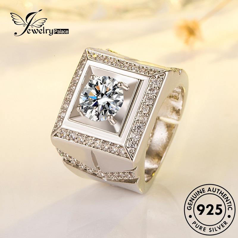 Tempat Perhiasan Wanita Cincin Moissanite Perak Kotak Berlian Mewah Asli925 R1135