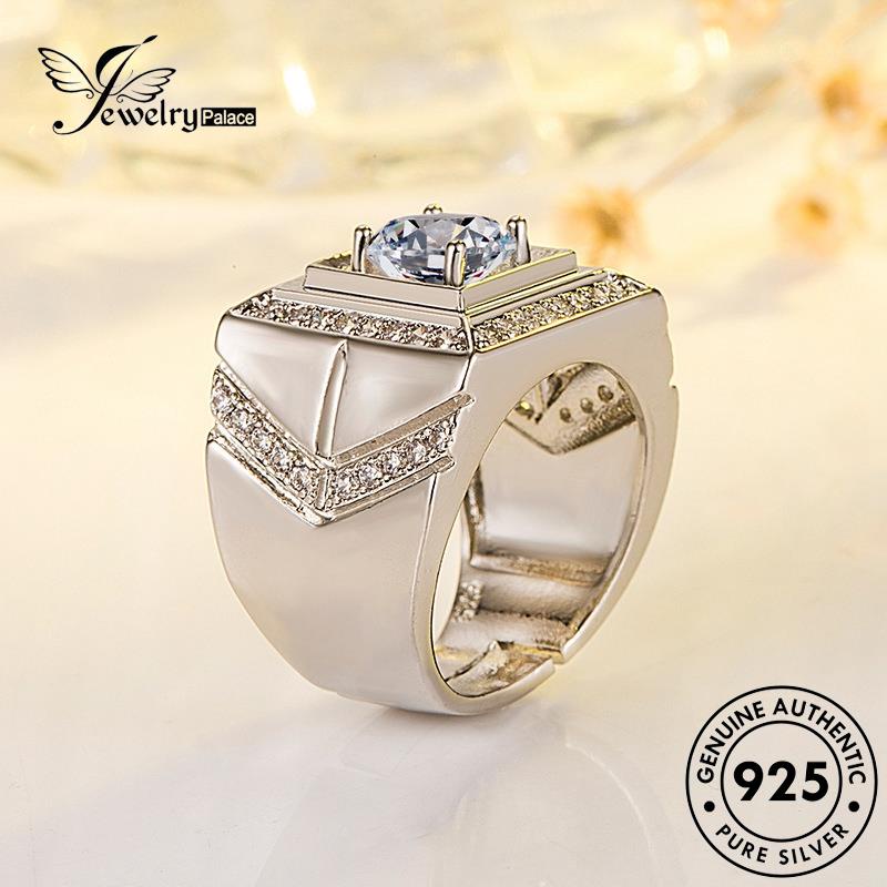 Tempat Perhiasan Wanita Cincin Moissanite Perak Kotak Berlian Mewah Asli925 R1135