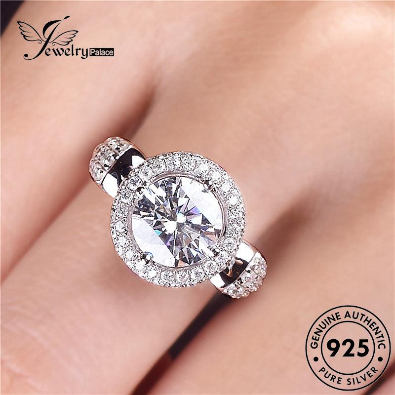 Jewelrypalace925 Fashion Moissanite Berlian Asli Wanita Cincin Perak R1140