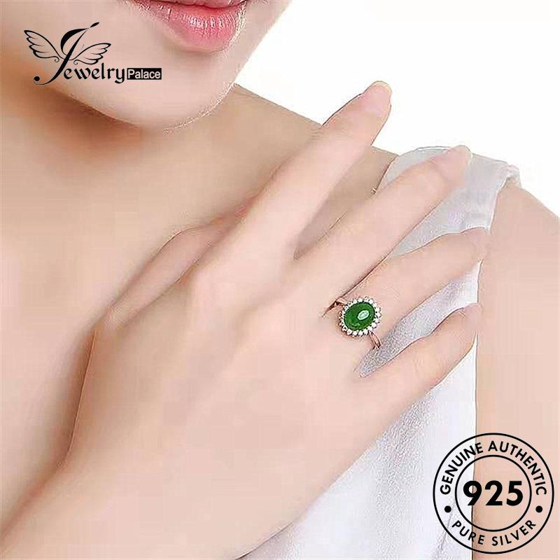 Jewelrypalace Cincin Vintage Oval Perak Asli Wanita925 Giok R1242