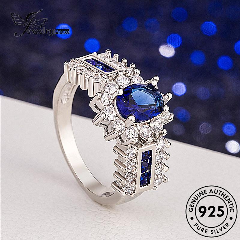 Jewelrypalace Temperamen Perak Asli Safir Wanita Rings925 Oval R1469