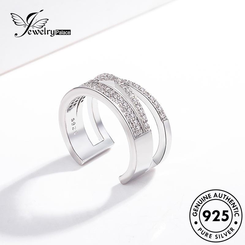 Jewelrypalace Moissanite Cincin Perak Silang Emas Wanita Fashion Berlian Asli925 R1521
