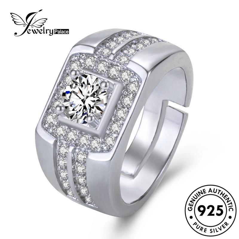 Jewelrypalace Berlian Cincin Perak Asli Mendominasi Moissanite925 Pria R1278