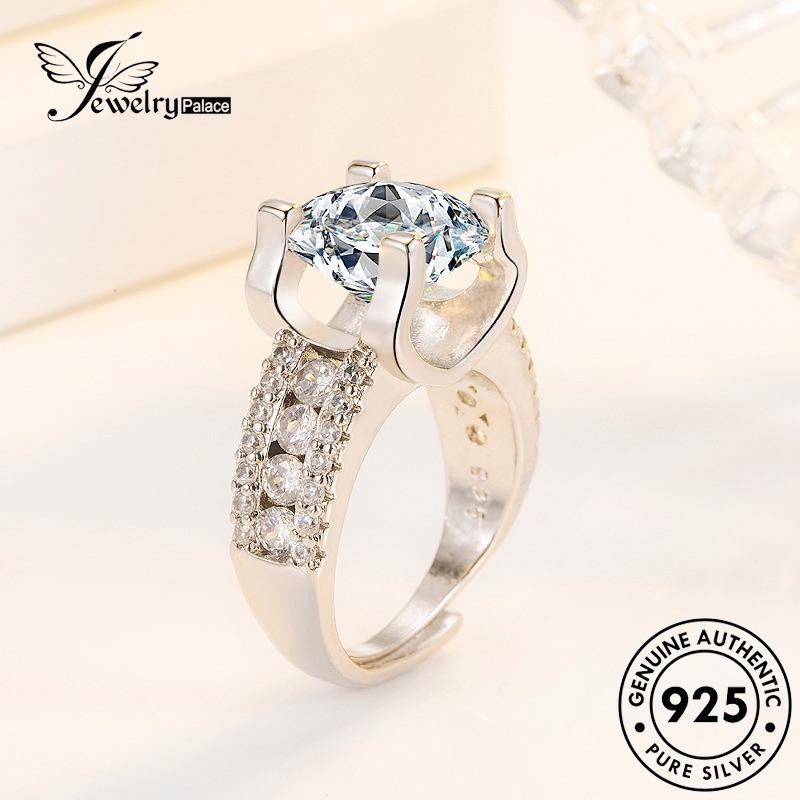 Jewelrypalace Cincin Perak Berlian Wanita Tau Mewah Moissanite925 Asli R1304